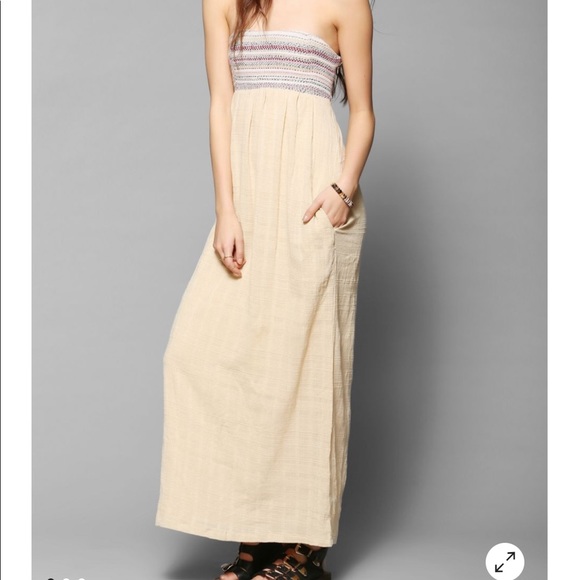UO Lucca Couture Mix-Stitch Strapless Maxi Dress - Picture 1 of 3